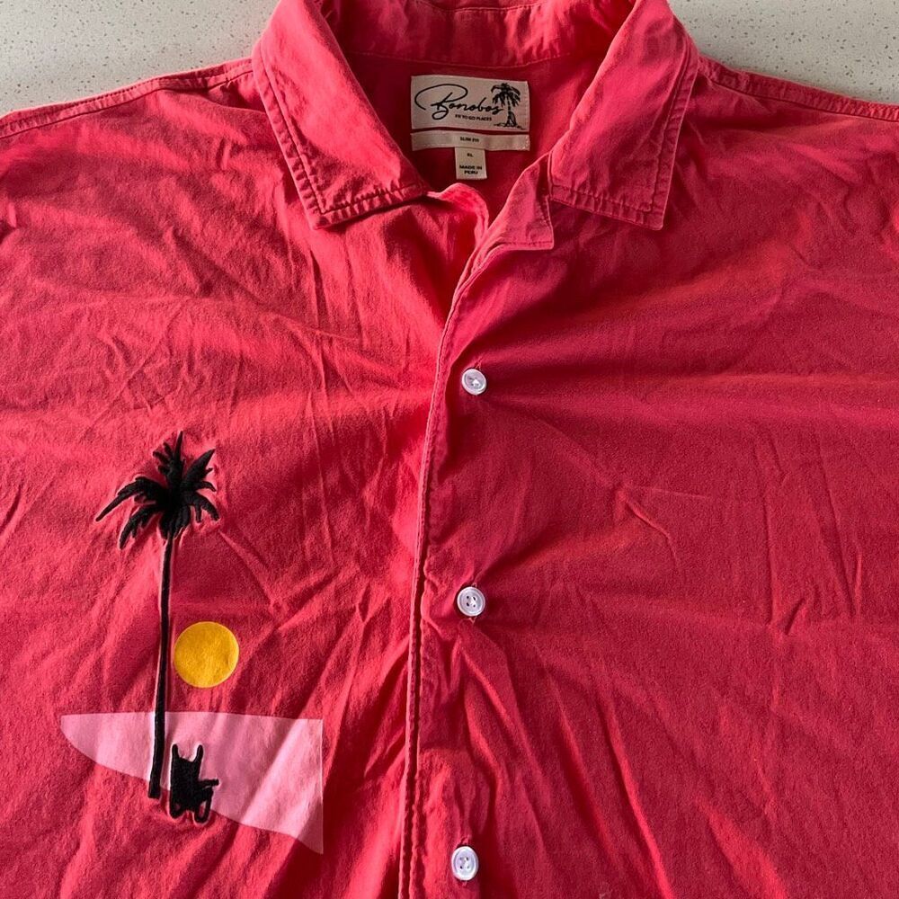 Bonobos MCM Style Short Sleeve Button Up Size XL Slim Fit